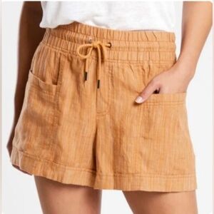 Athleta Cabo Linen Textured 4” Short in Toasted Ochre Orange - Size 4